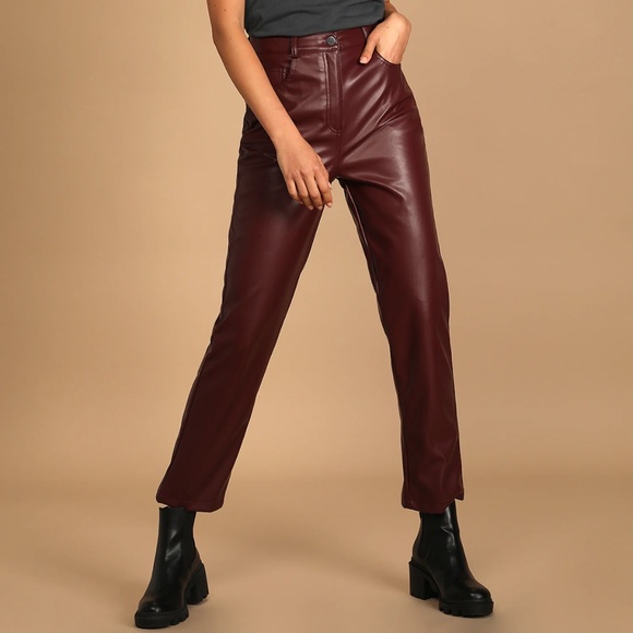 Lulus Hit Your Mark Vegan Leather Straight Leg Pants - Picture 1 of 3